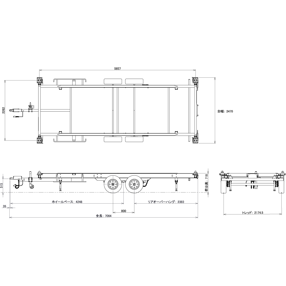 日本製トレーラーハウス専用20ft（フィート） シャーシJAPAN CHASSISの仕様書