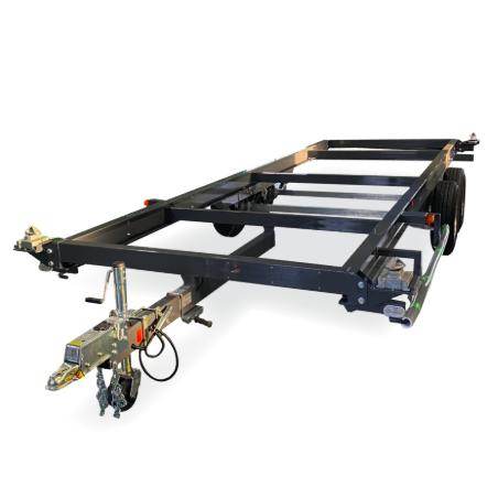 日本製トレーラーハウス専用20ft（フィート） シャーシJAPAN CHASSISの前から撮影した写真